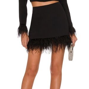 Amanda Uprichard Black Feather Mini Skirt